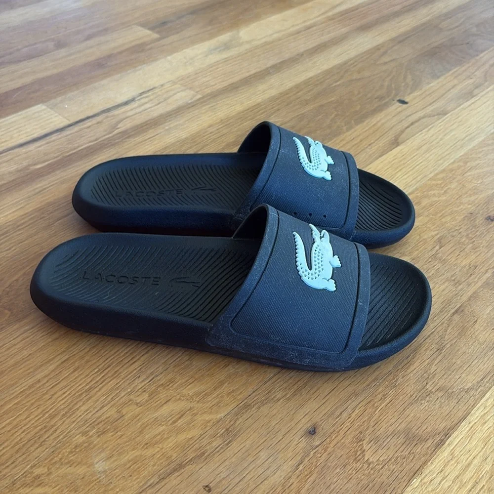 Lacoste Croco Water-repellent Synthetic Slides Black size 9 - Picture 4 of 6